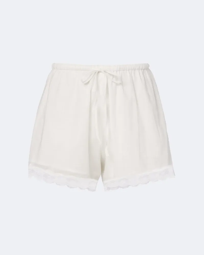Posse Shorts Marilyn aus Baumwolle mit Spitze Weiß