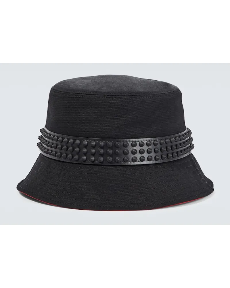 Christian Louboutin Hut Bobino Spikes aus Canvas Schwarz