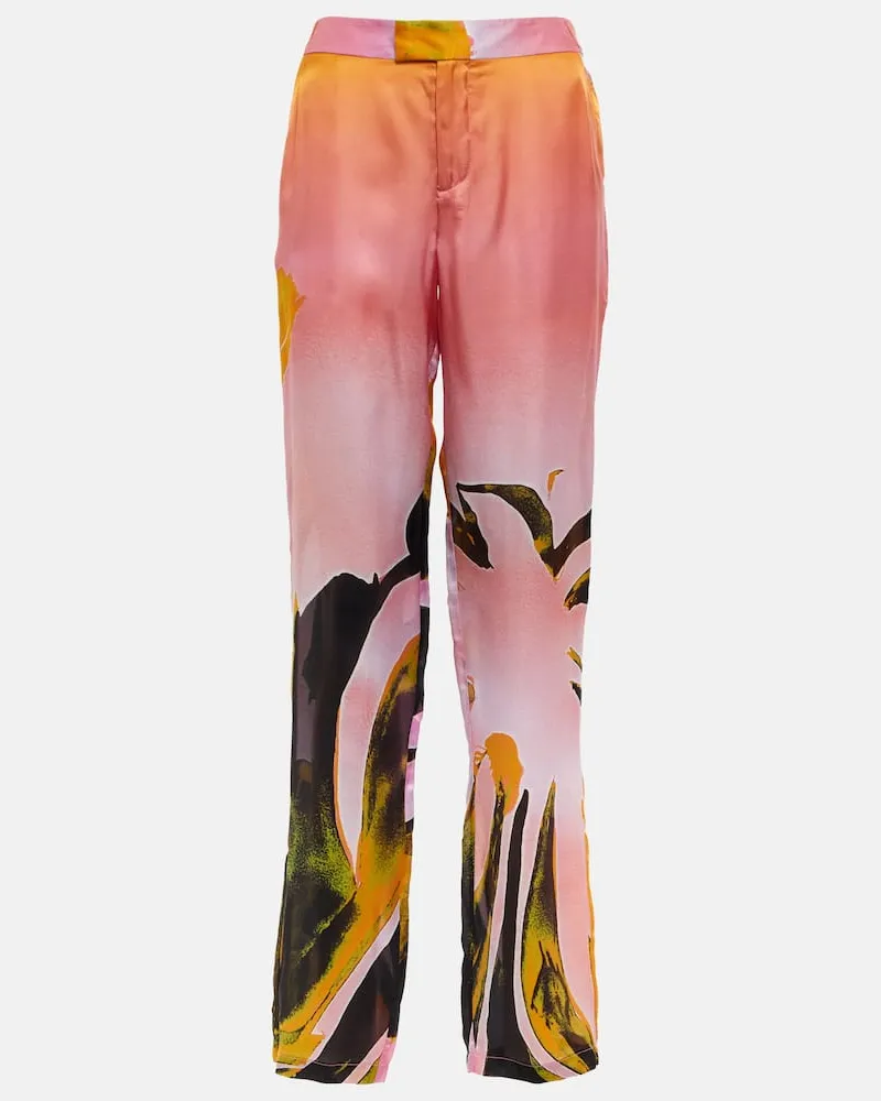 Louisa Ballou Bedruckte Hose Cruise aus Seide Multicolor