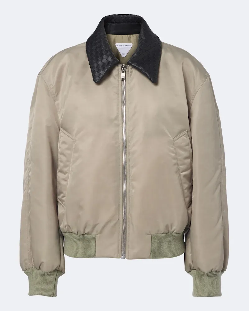 Bottega Veneta Bomberjacke Intrecciato mit Leder Grün