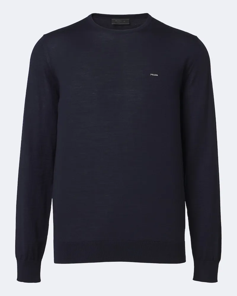 Prada Pullover aus Schurwoll-Jersey Blau