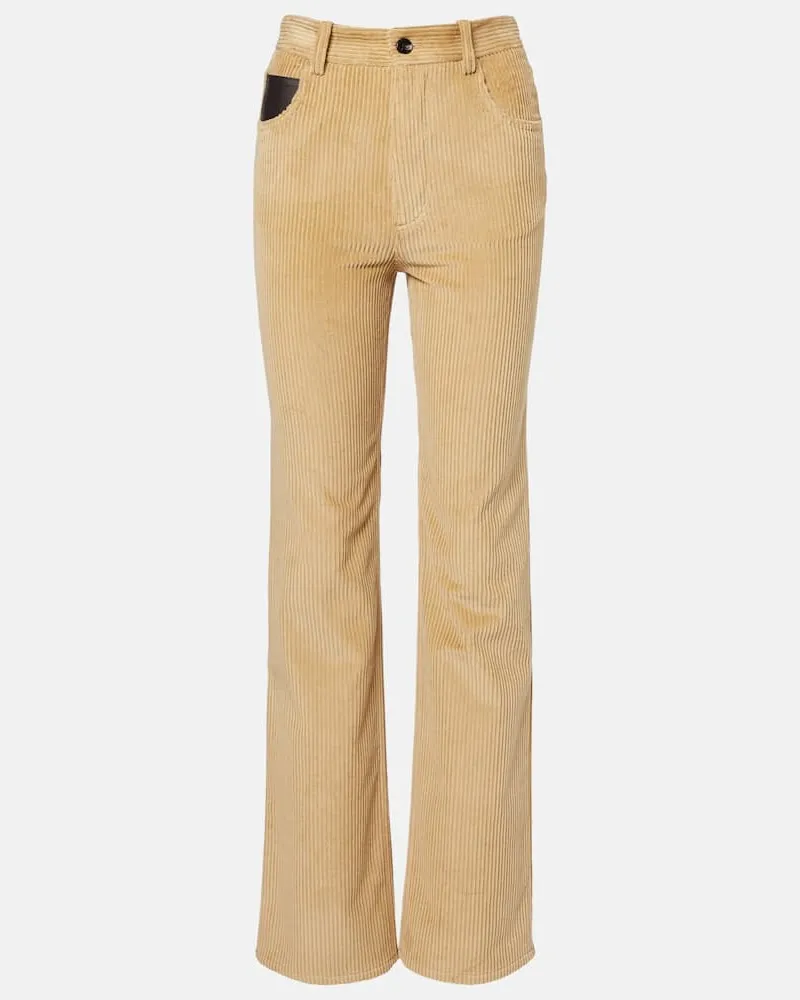 Bottega Veneta Schlaghose aus Baumwoll-Cord Beige