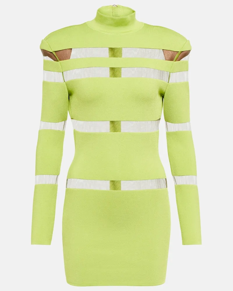 Balmain Minikleid mit Mesh Grün