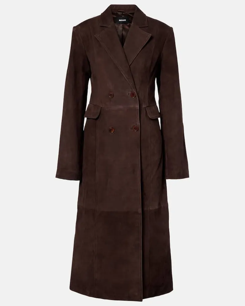 ROTATE Birger Christensen Mantel aus Veloursleder Braun