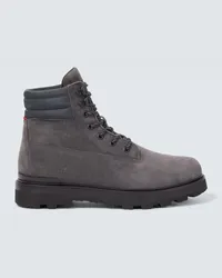 Moncler Schnuerstiefel Peka aus Veloursleder Grau