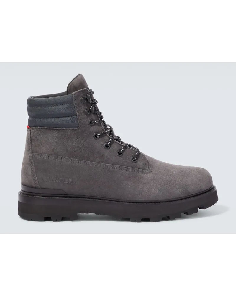 Moncler Schnuerstiefel Peka aus Veloursleder Grau