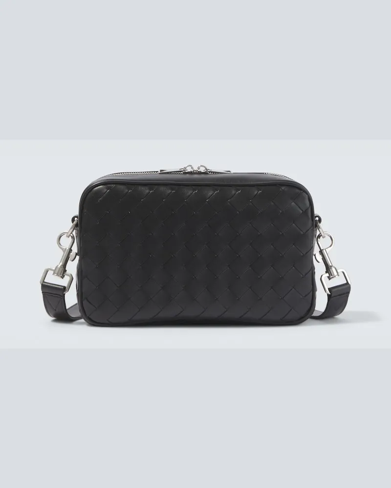Bottega Veneta Crossbody Bag Intrecciato Small aus Leder Schwarz