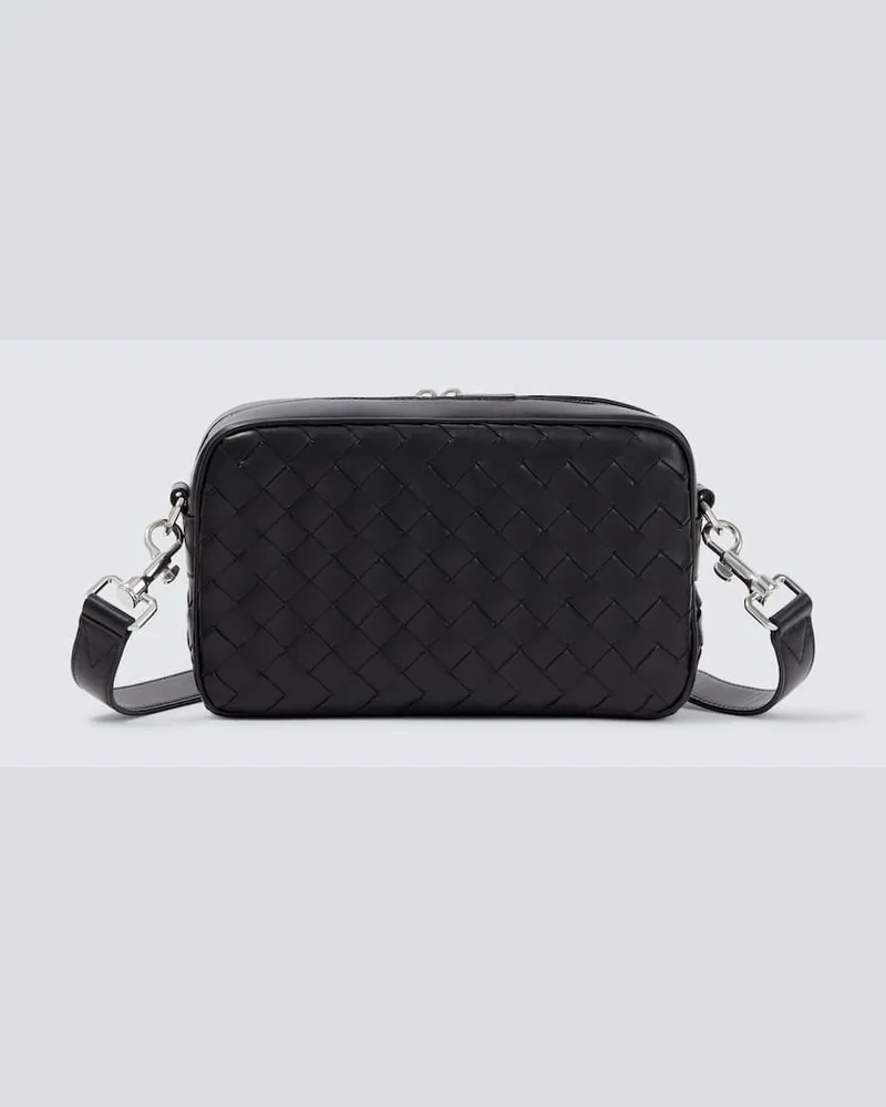 Bottega Veneta Crossbody Bag Intrecciato Small aus Leder Schwarz