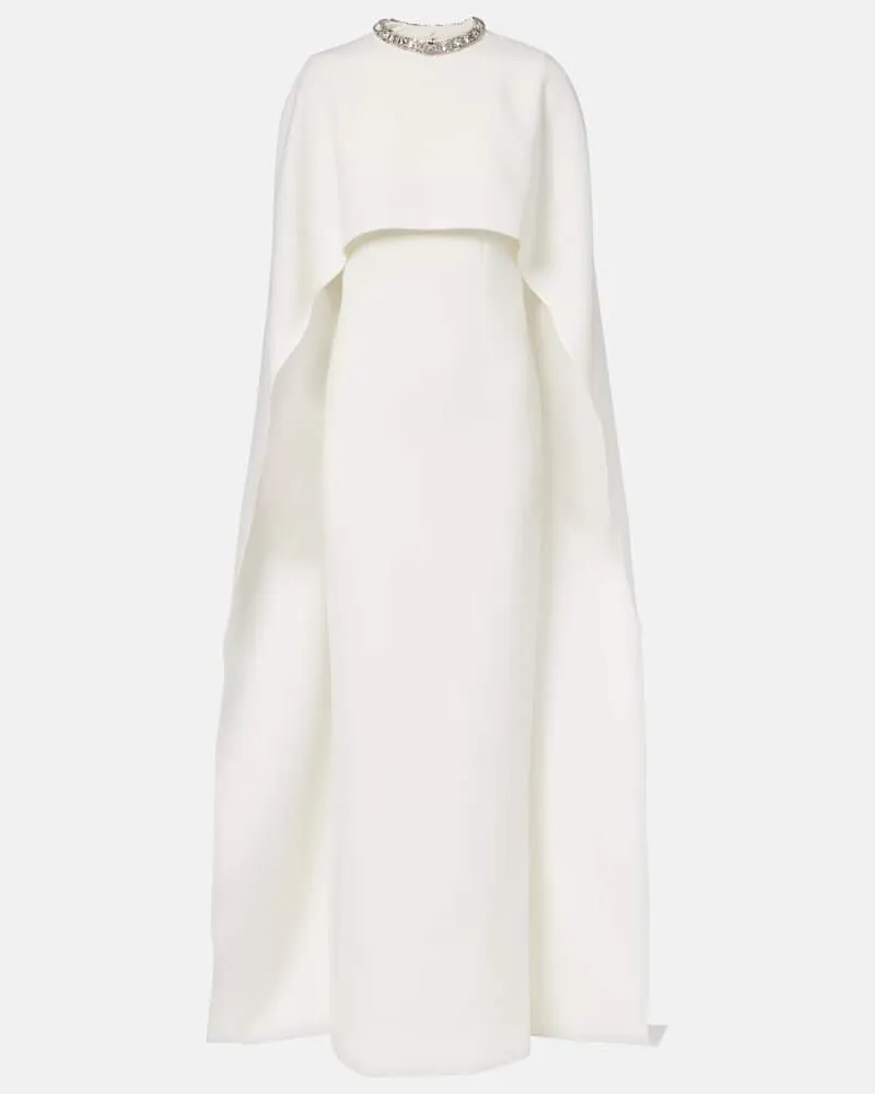 Roland Mouret Verzierte Robe aus Crêpe mit Kristallen Weiß