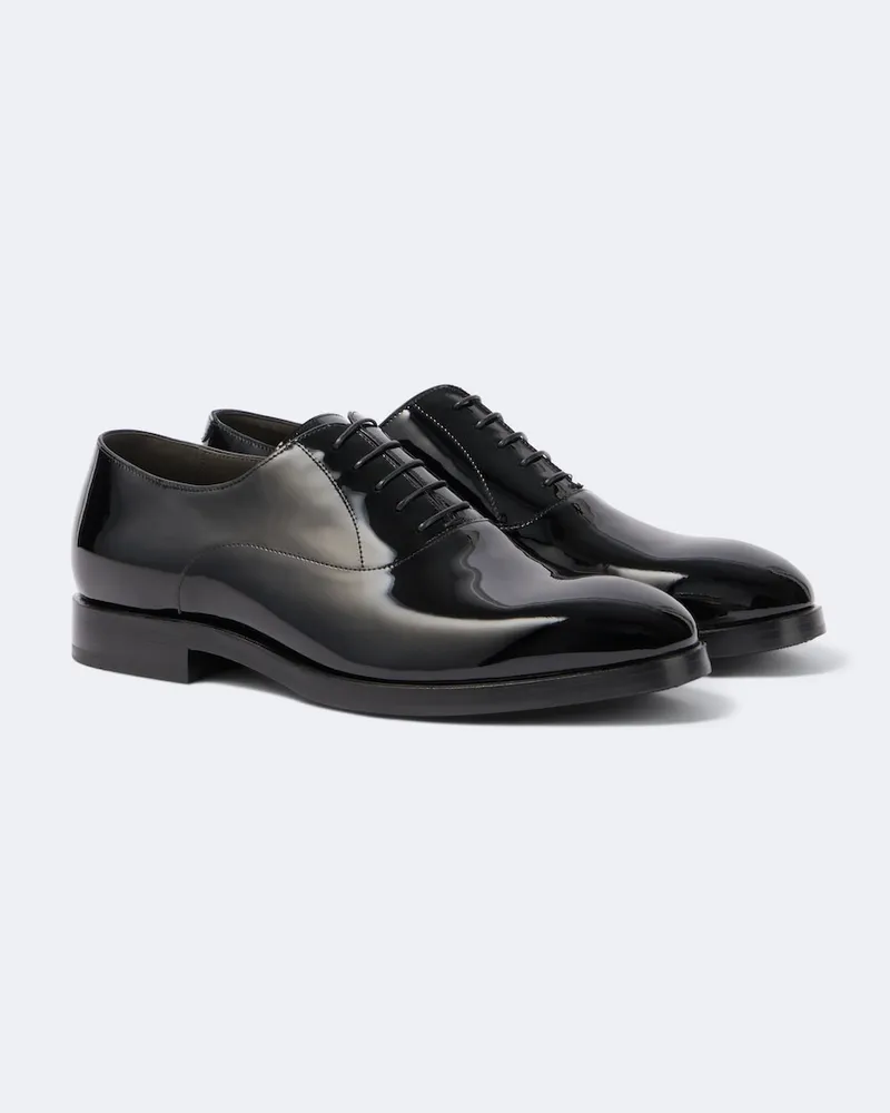 Brunello Cucinelli Schnürschuhe aus Lackleder Schwarz