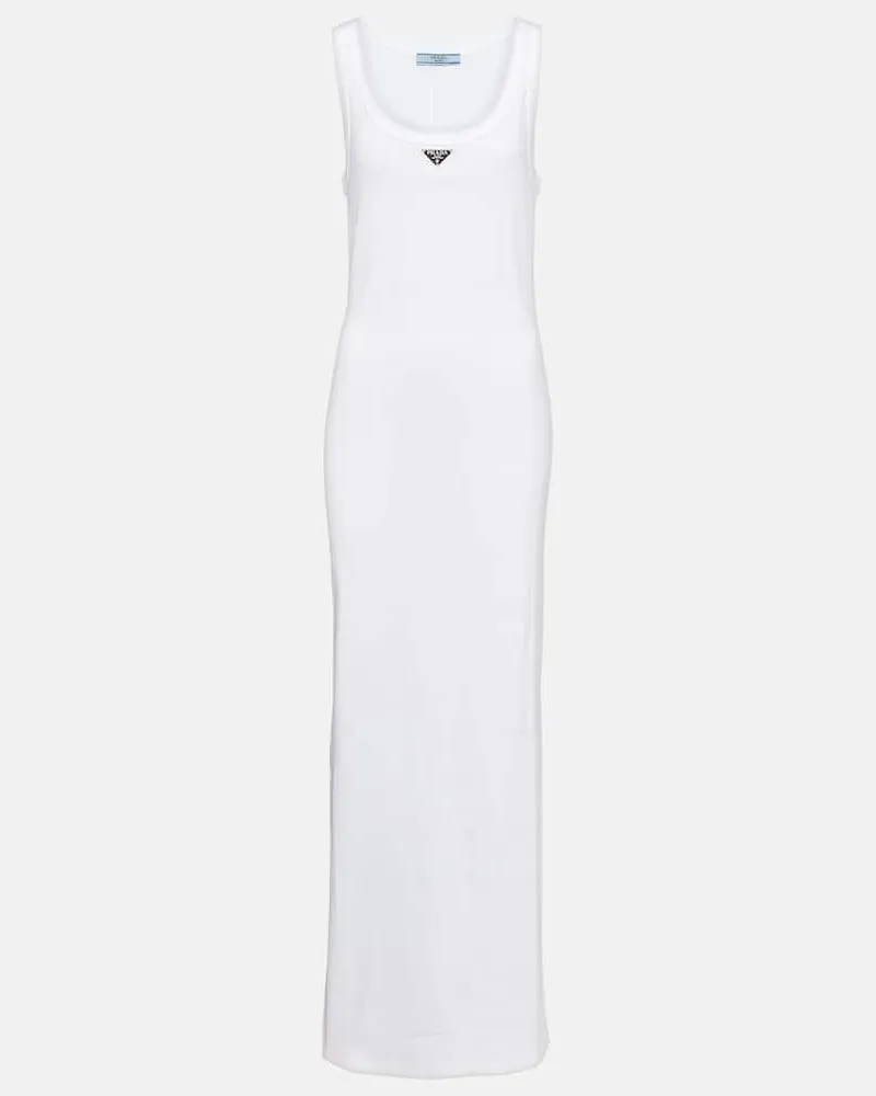 Prada Maxikleid aus Baumwoll-Jersey Weiß