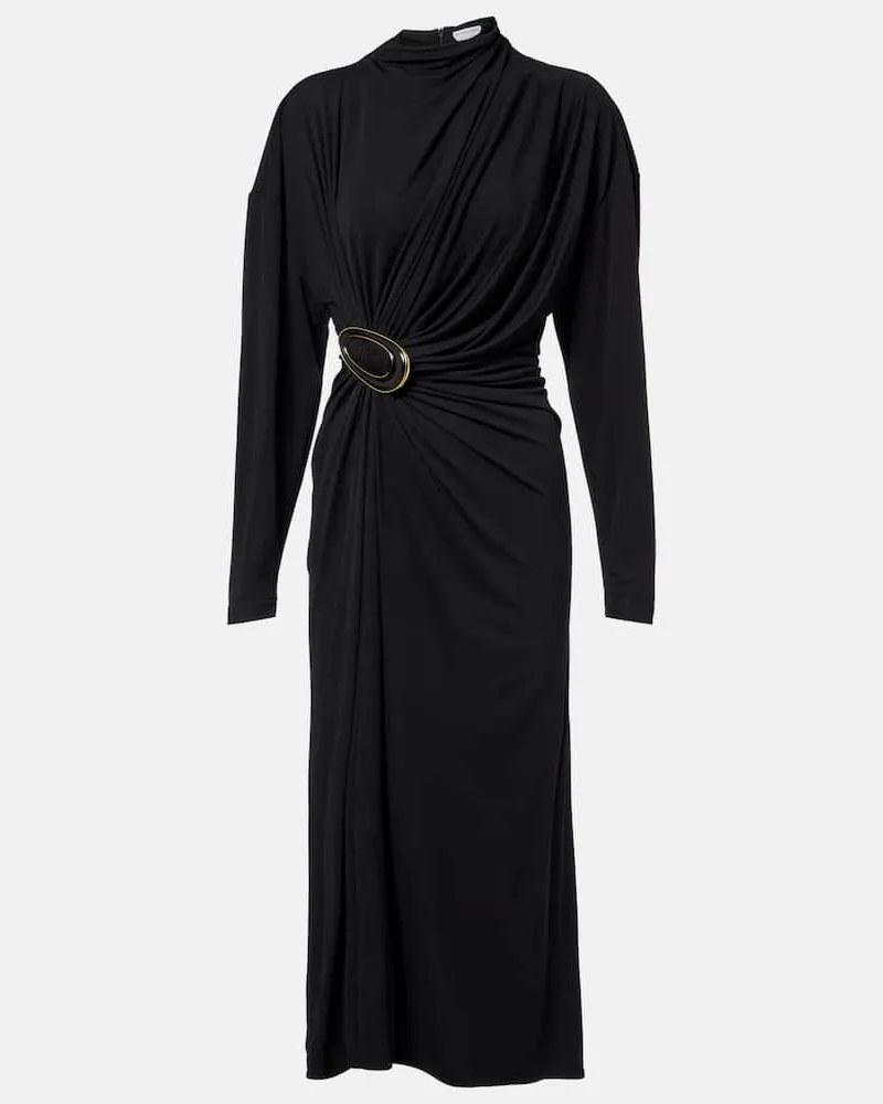 Bottega Veneta Midikleid aus Jersey Schwarz