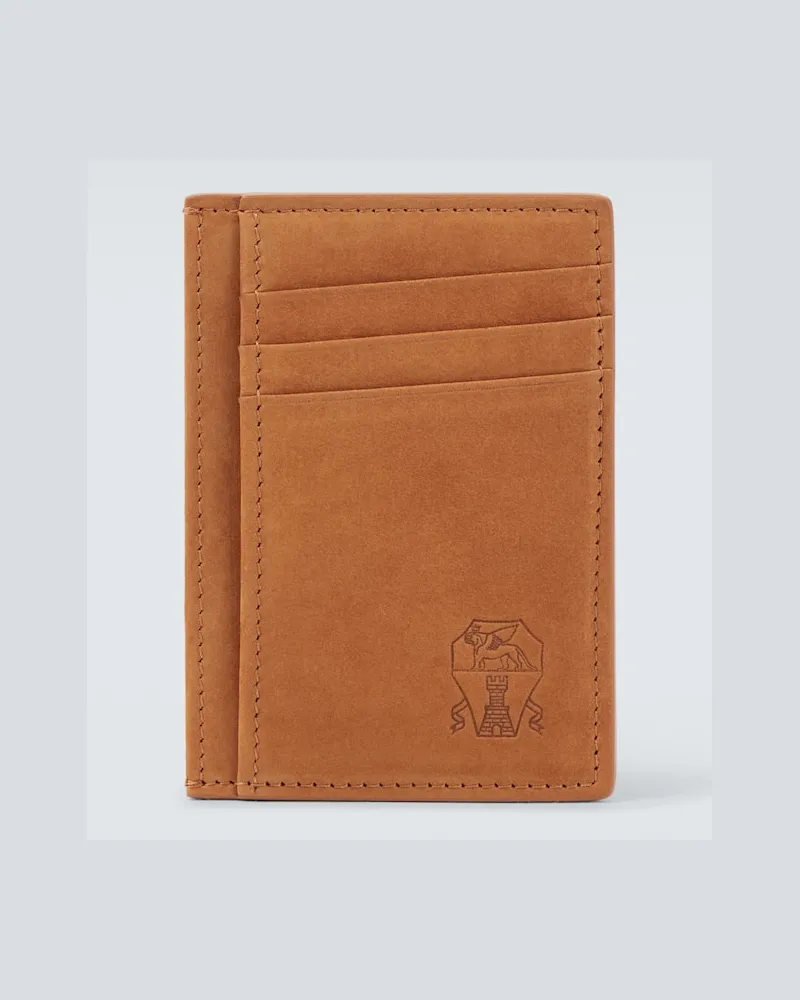 Brunello Cucinelli Kartenetui aus Veloursleder Braun