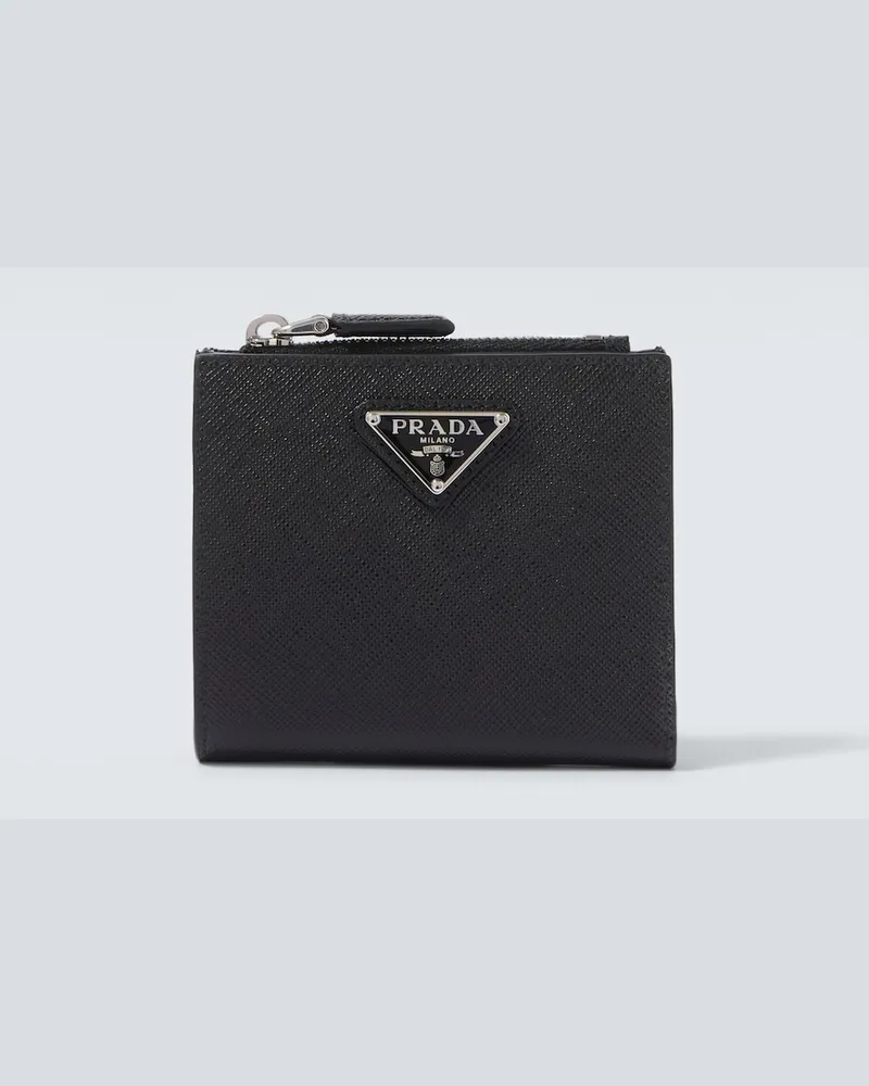 Prada Portemonnaie Saffiano Small aus Leder Schwarz