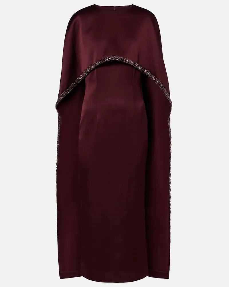 Roland Mouret Verziertes Midikleid aus Crêpe Burgunderrot