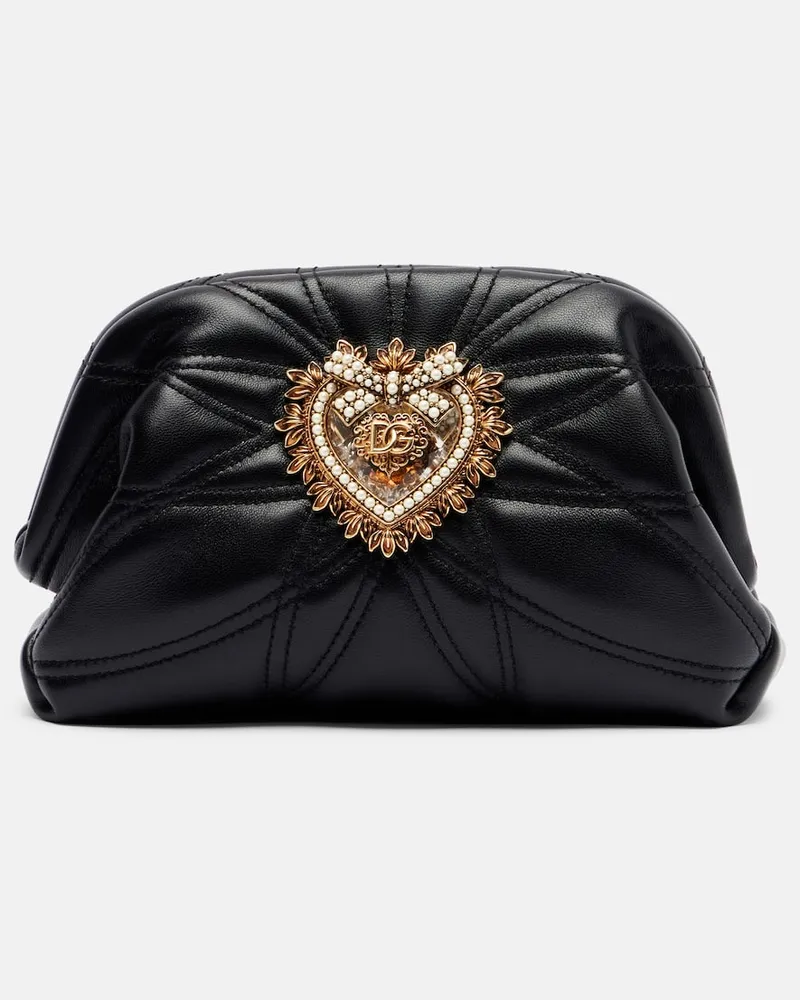 Dolce & Gabbana Schultertasche Devotion Small aus Leder Schwarz