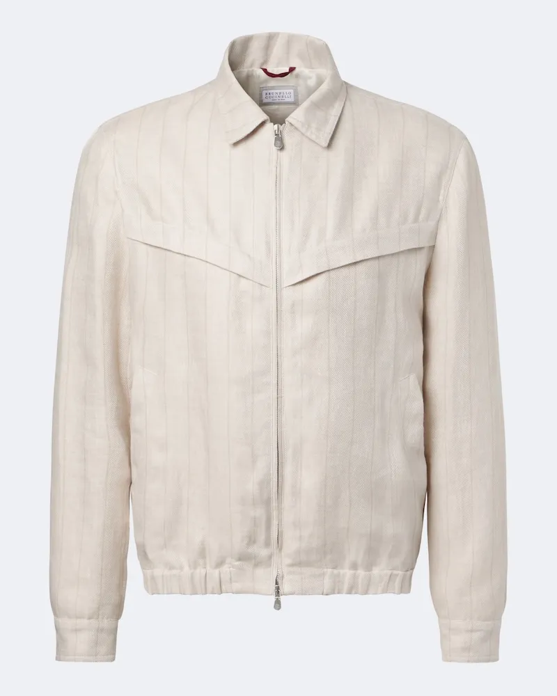 Brunello Cucinelli Blouson aus Leinen Weiß