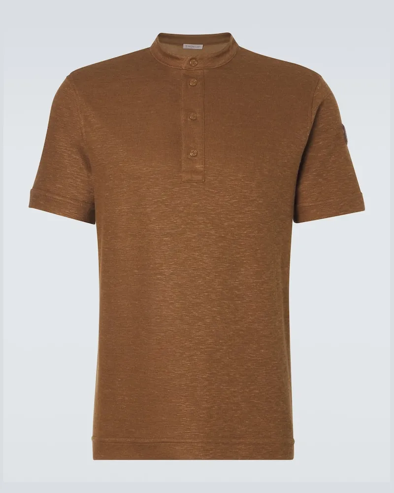 Moncler Polohemd aus einem Baumwollgemisch Braun