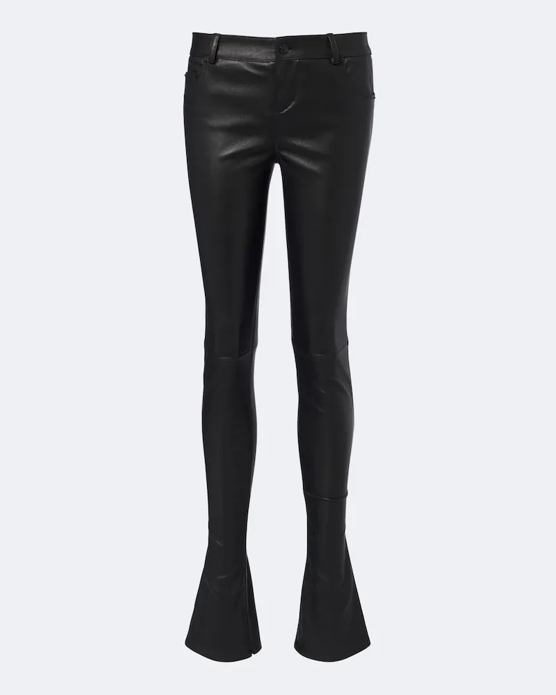 Gucci Slim Hose aus Leder Schwarz