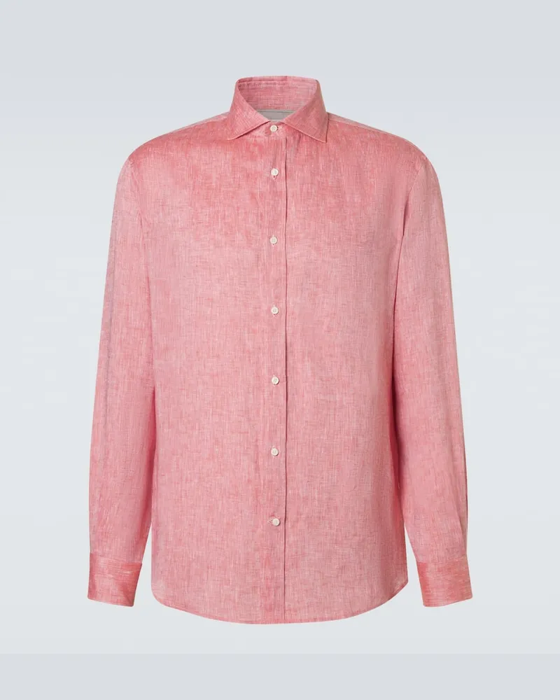 Brunello Cucinelli Hemd aus Leinen Orange