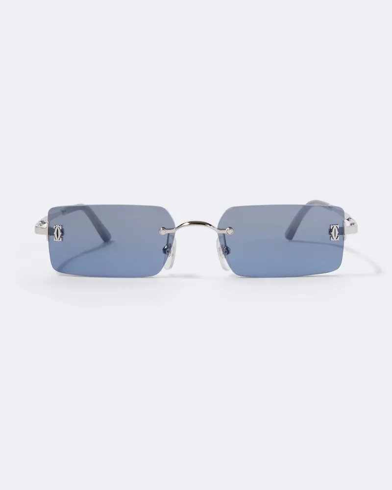 Cartier Eckige Sonnenbrille Signature C Silber