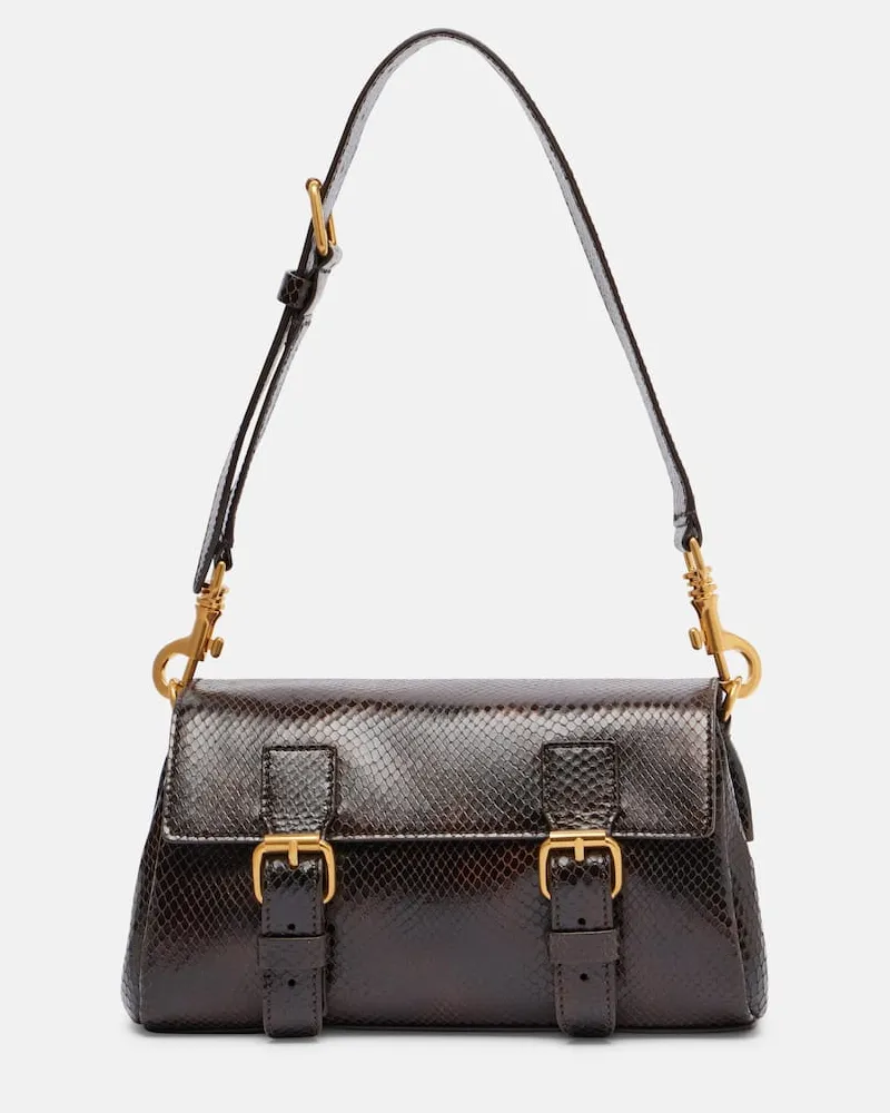 Dries van Noten Schultertasche aus Leder Braun