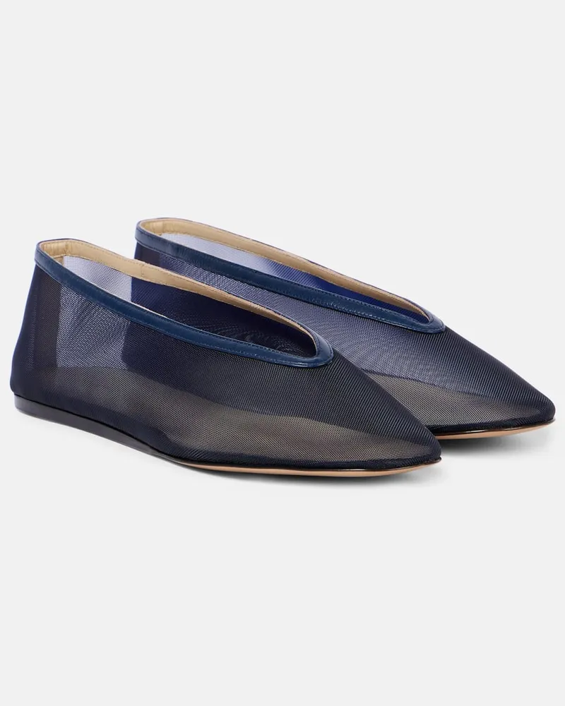 Le Monde Béryl Le Monde Béryl Ballerinas Luna aus Mesh mit Leder Blau