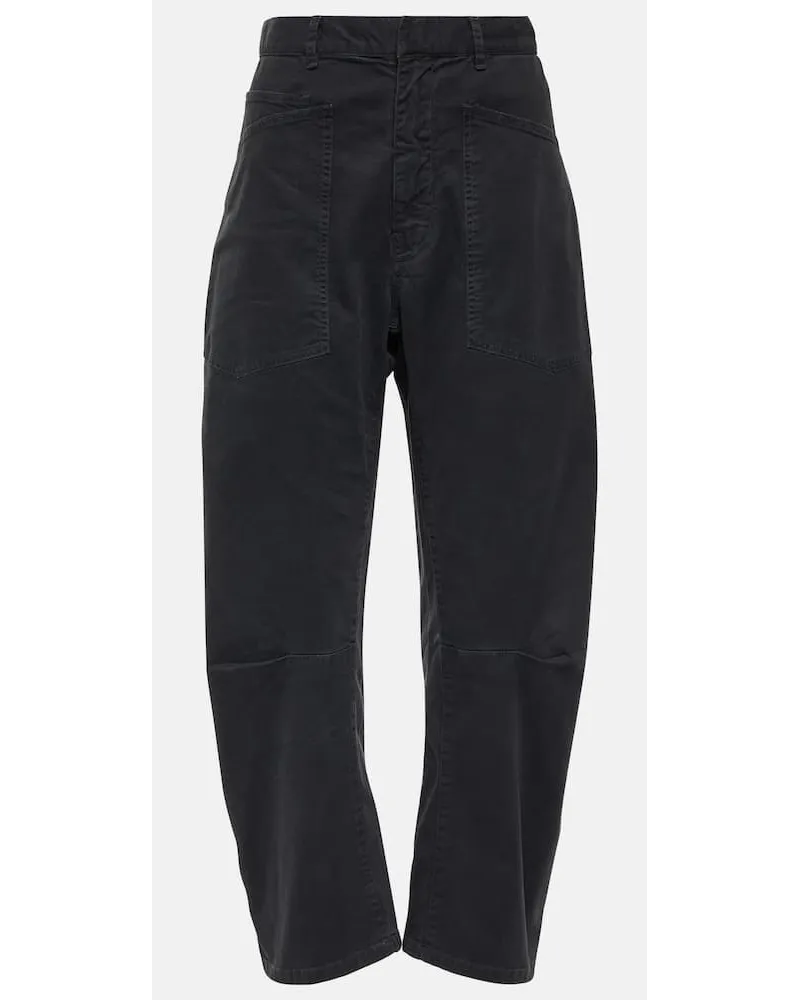 Nili Lotan Hose Shon aus Baumwoll-Twill Schwarz