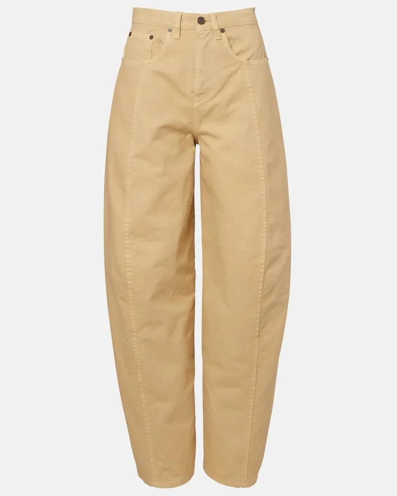 Victoria Beckham High-Rise Barrel Jeans Gelb