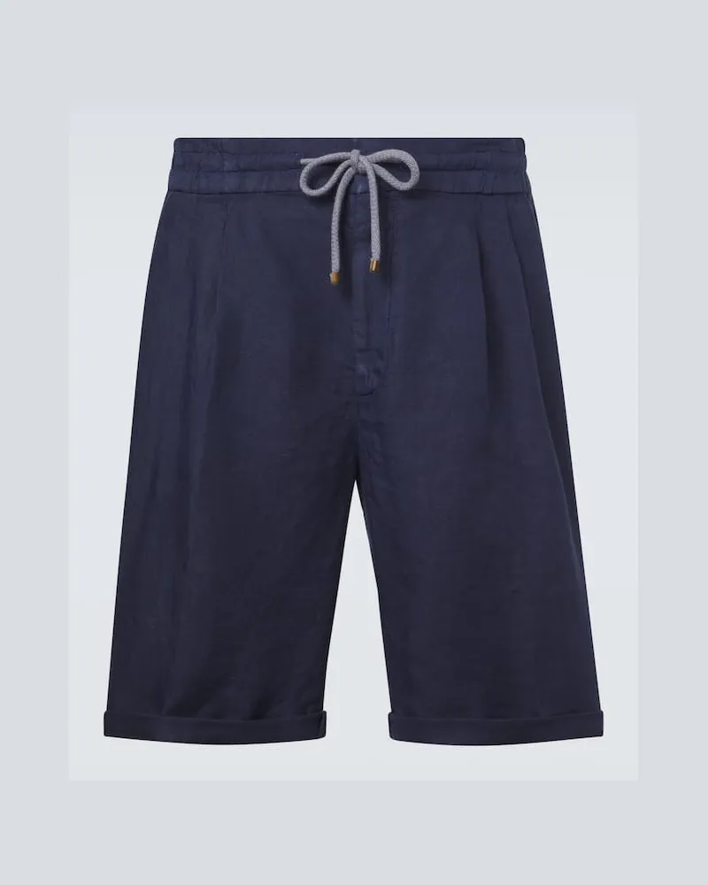 Brunello Cucinelli Shorts aus Leinen Blau