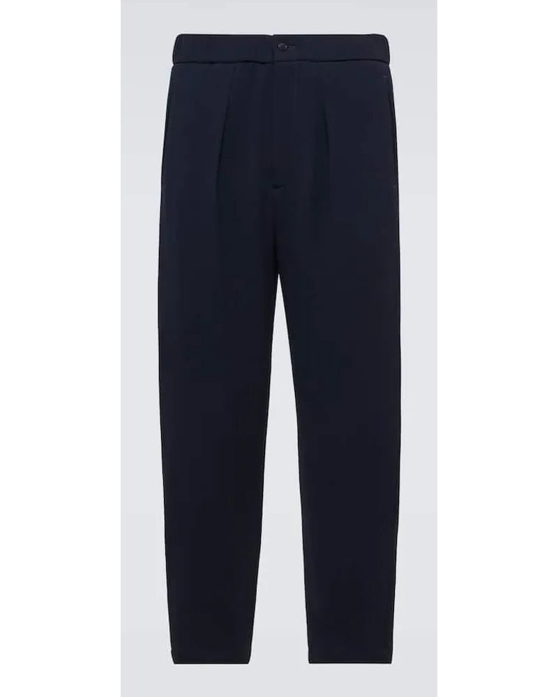 Giorgio Armani Gerade Hose aus einem Wollgemisch Blau