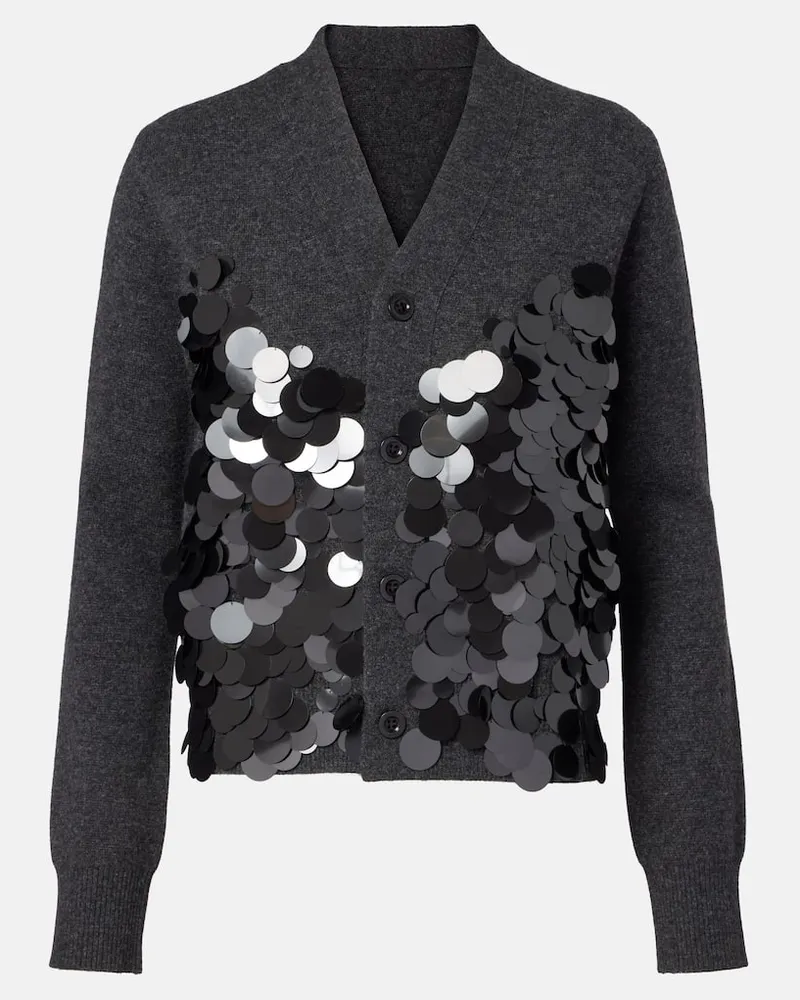Sacai Cardigan aus Wolle mit Pailletten Schwarz