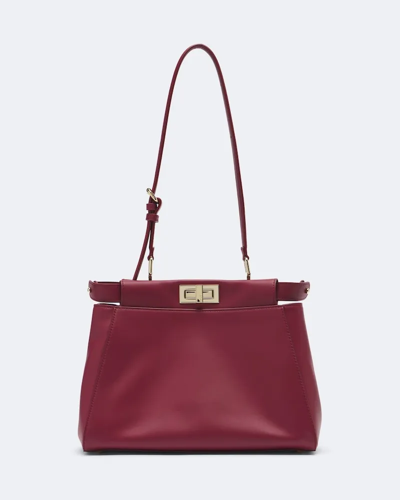 Fendi Shopper Peekaboo® Small aus Leder Burgunderrot