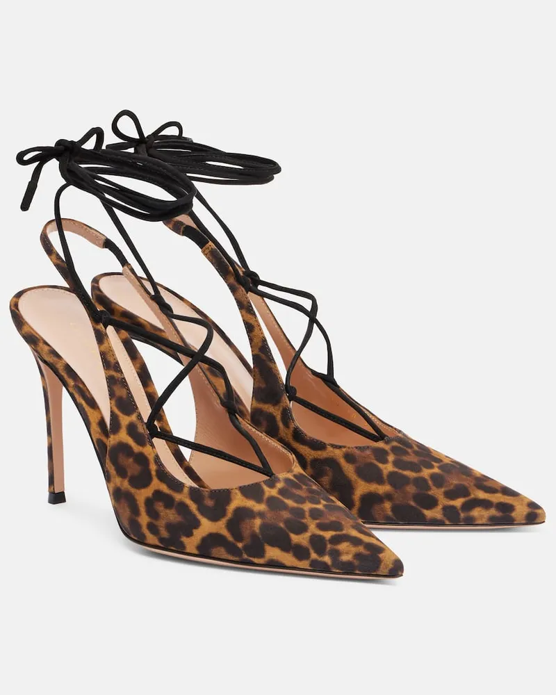 Gianvito Rossi Bedruckte Slingback-Pumps 95 aus Veloursleder Multicolor