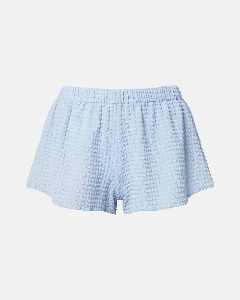 Hunza G Shorts Resort aus Seersucker Blau