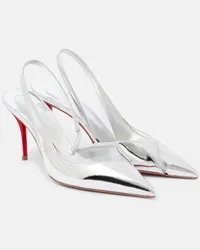 Christian Louboutin Slingback-Pumps Posticha 80 aus Metallic-Leder Silber