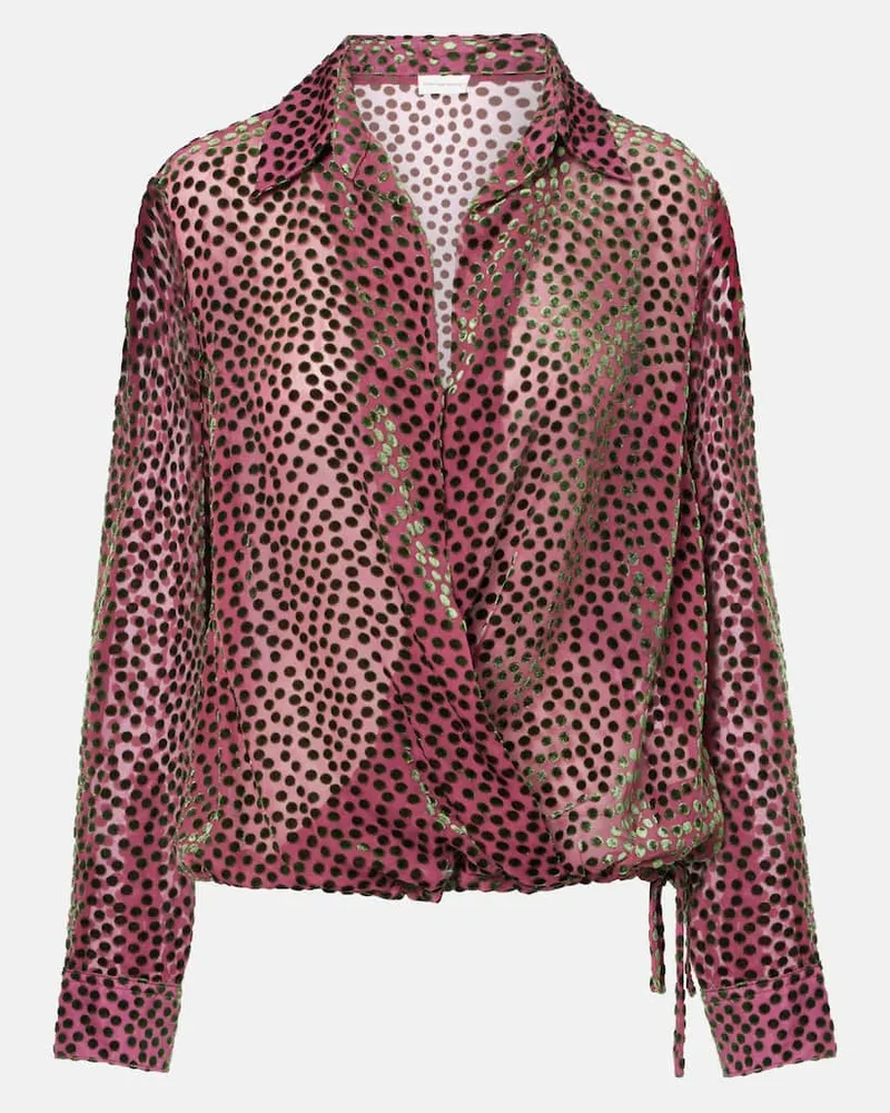 Dries van Noten Bedrucktes Wickeltop Cedal Pink