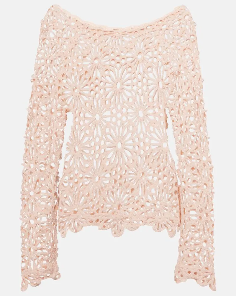 Norma Kamali Top Raglan aus Häkelstrick Rosa