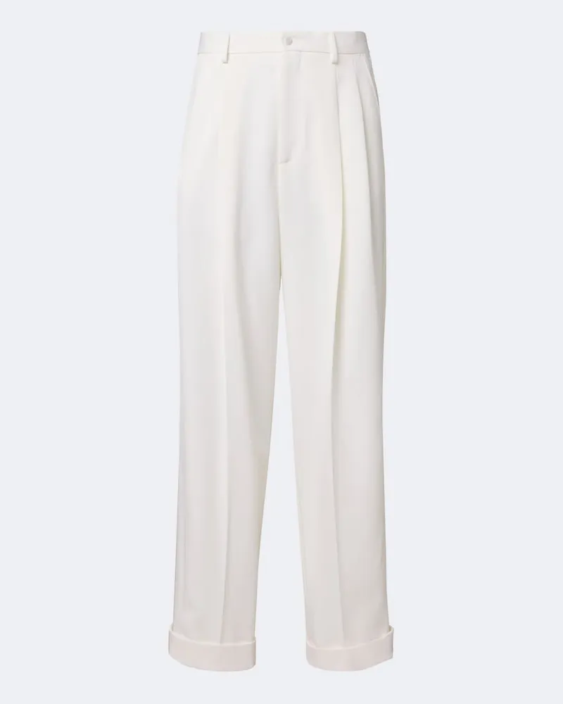 Dolce & Gabbana Weite Hose aus einem Wollgemisch Weiß