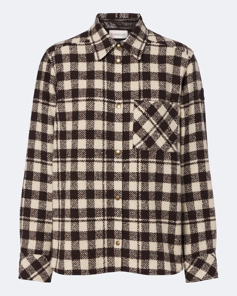 Moncler Hemdjacke aus einem Wollgemisch Braun