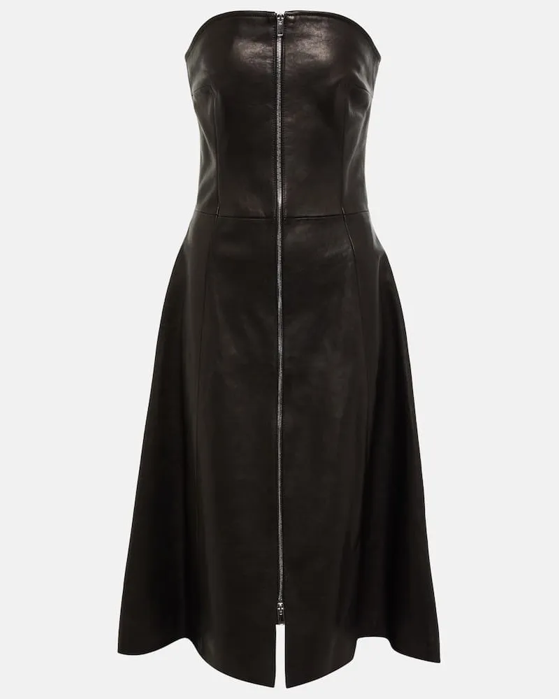 KHAITE Midikleid Valerie aus Leder Schwarz
