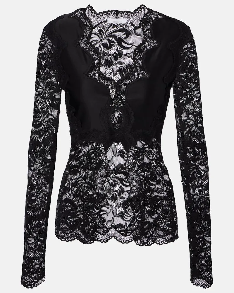 Paco Rabanne Top aus Spitze Schwarz