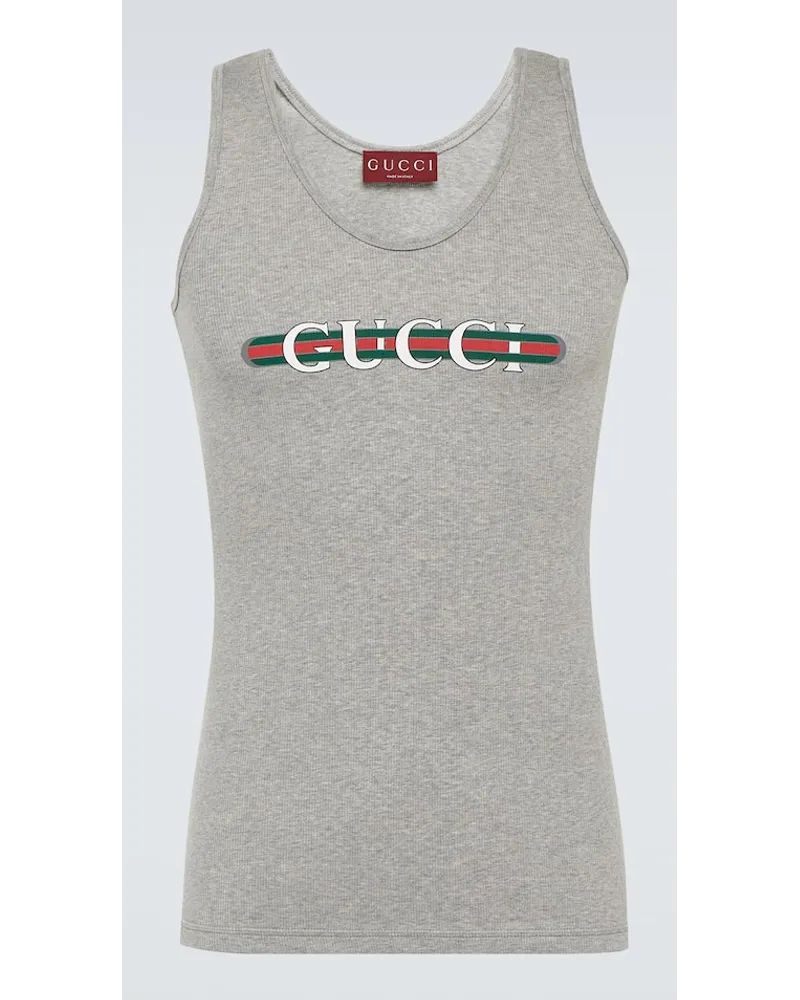 Gucci Top Aus Baumwoll Jersey Grau