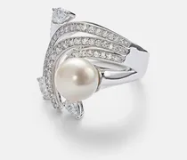 Ring Pearlescent aus 18kt Weißgold mit Diamanten und Süßwasserperle
