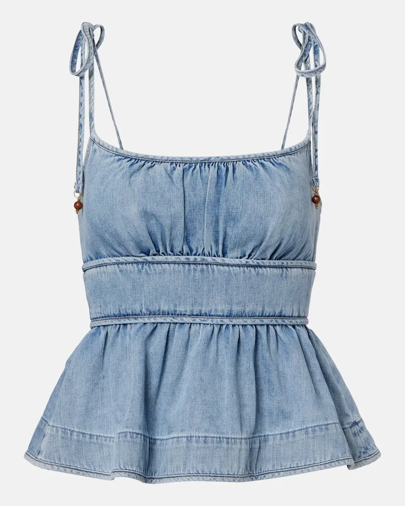 Zimmermann Top Wanderlust aus Denim Blau