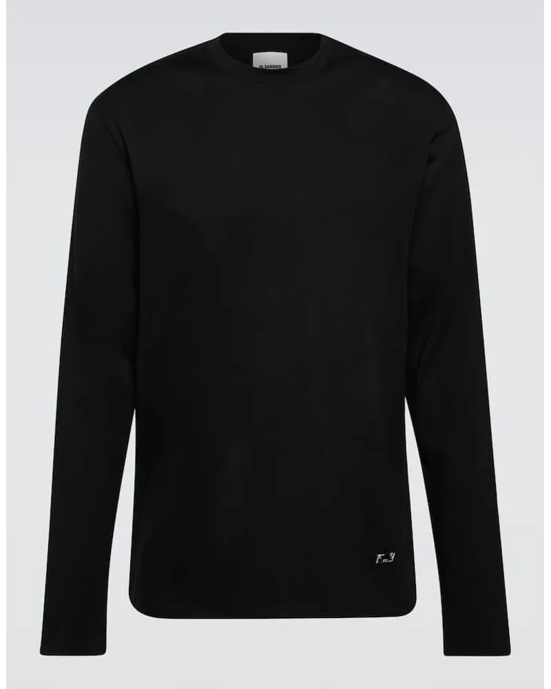 Jil Sander Longsleeve aus Baumwoll-Jersey Schwarz