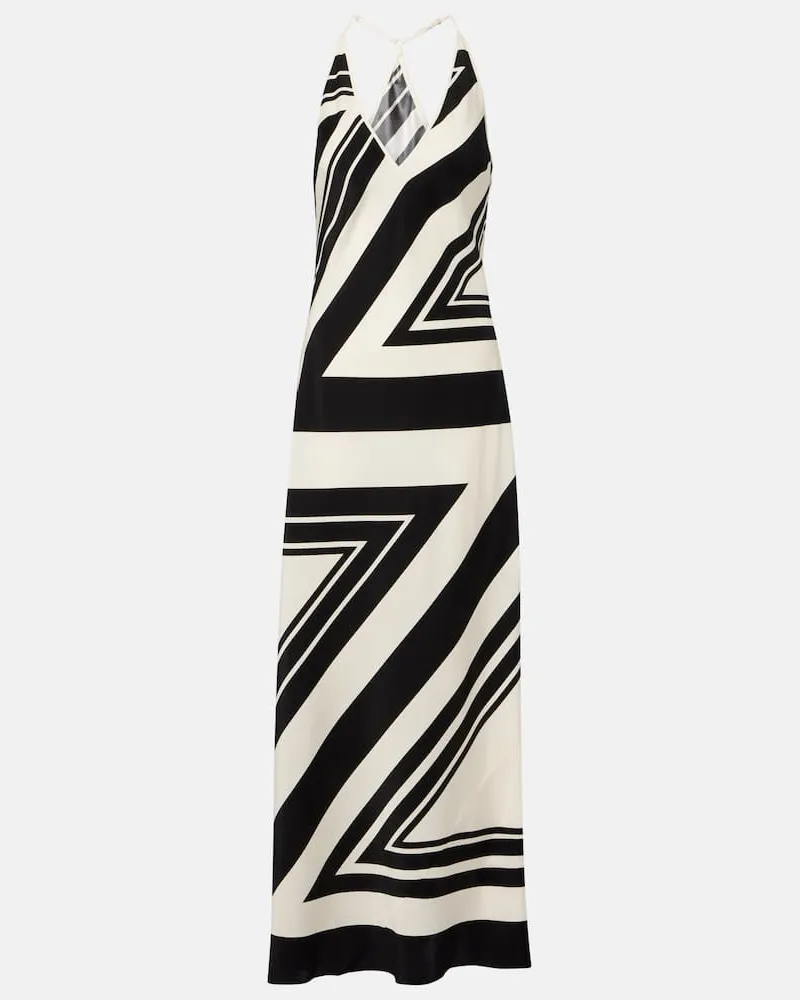 SIR Bedrucktes Maxikleid Pietra aus Seiden-Crêpe Weiß