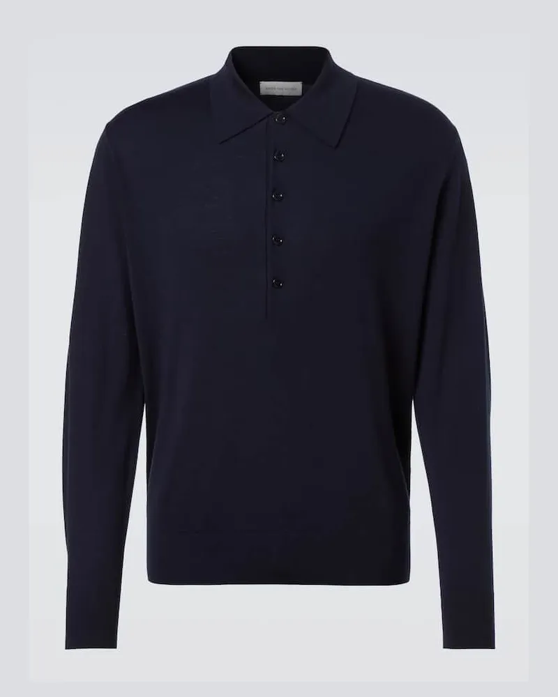 Dries van Noten Polopullover aus Wolle Blau