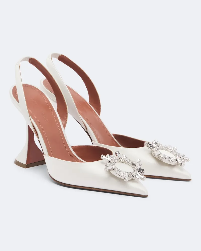 Amina Muaddi Slingback-Pumps Begum aus Satin Weiß