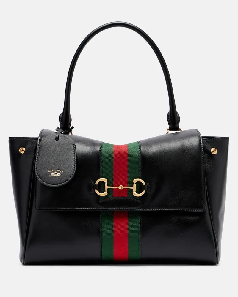 Gucci Tote Bag Papazzo Medium aus Leder Schwarz